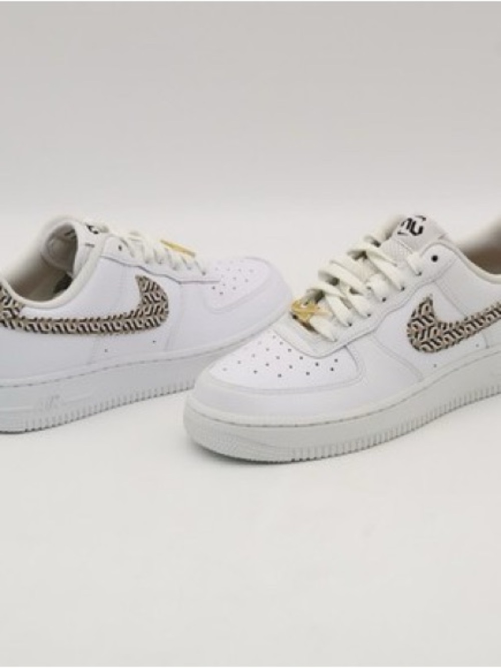 Nike Air Force 1 XL White Athletic Sneakers with Print Swoosh Accent